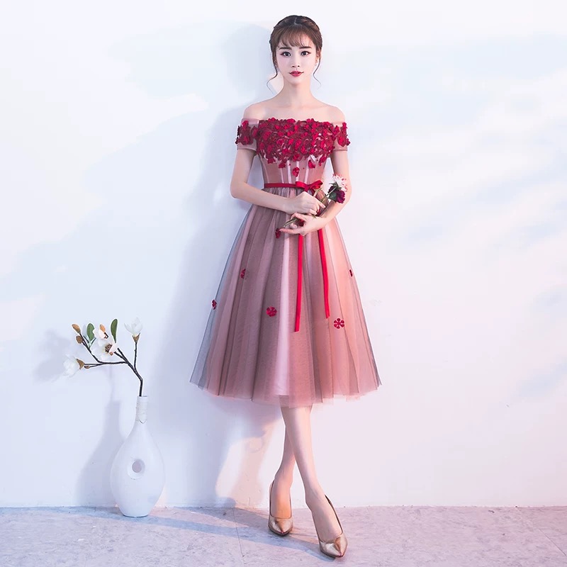 Off Shoulder Homecoming Dress,Short Bridesmaid Dress ,Cute Graduation Dress
