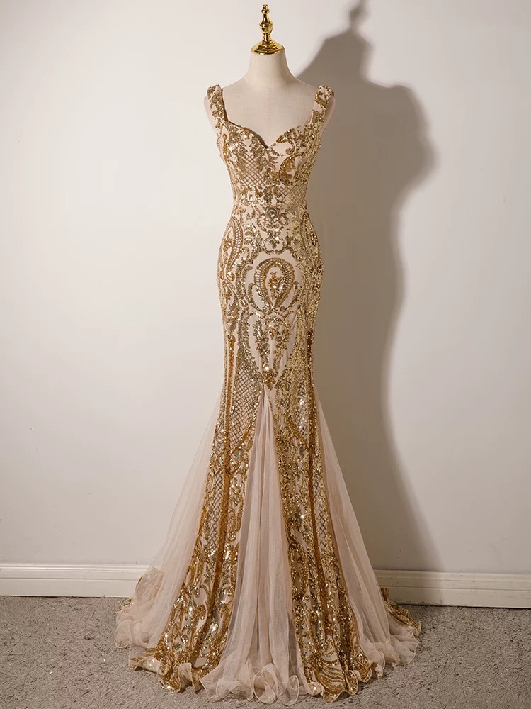 gold fishtail maxi dress Strapless Shirred Front Fishtail Maxi Dress in Gold – IULOVER