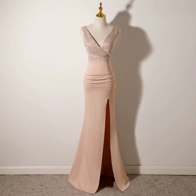 Apricot Evening Dress Noble Sexy Prom Dress V-neck Bridal Dress on Luulla