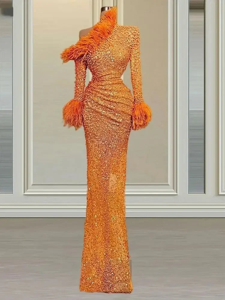 knee length dresses for ladies Jewel Neck Dress with Embroidered & Feather Cuff – Catherine Regehr main image 1