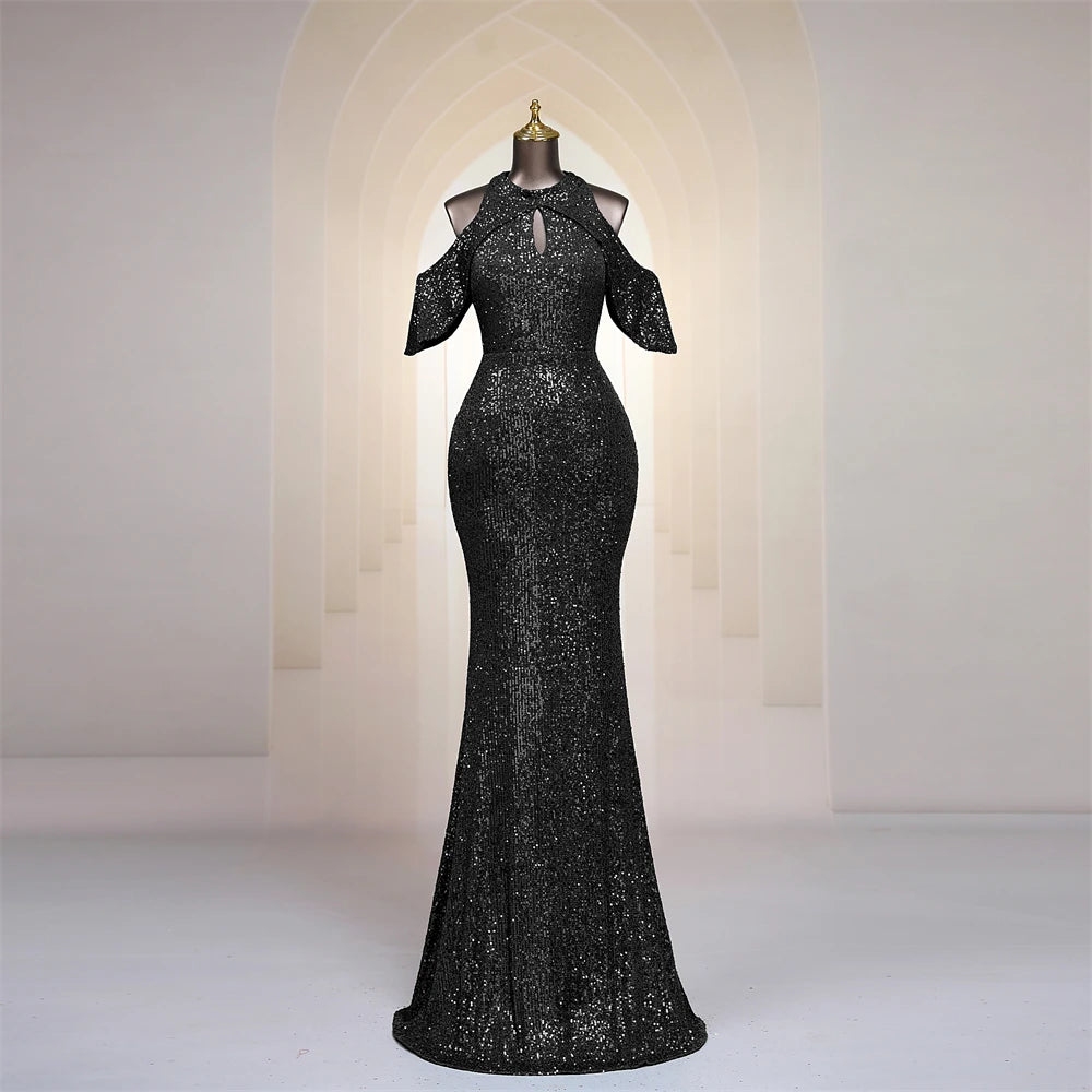 white evening dresses with sleeves Long Couture Hand Beaded Cold Shoulder Formal Dress - Lilac - Size 20 main image 0