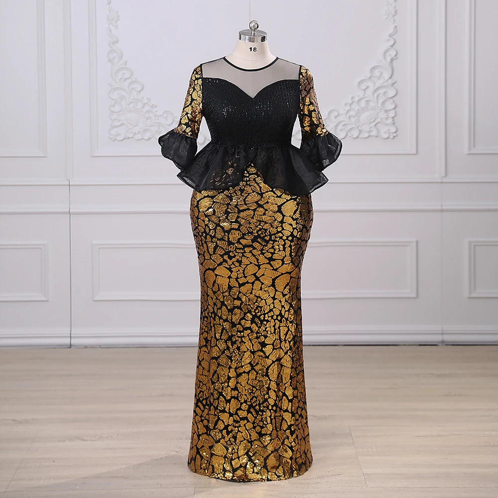 open lace back dress Metallic Band Peplum Faille Long Dress – John Paul Ataker main image 0