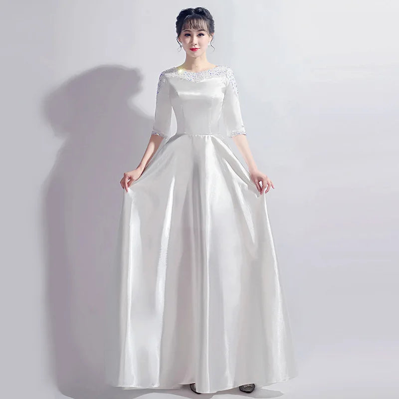 Satin Long Sleeve A-line Bridal Gown on Luulla