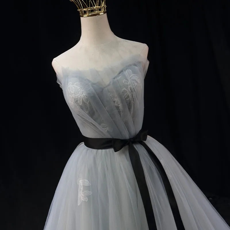 Stunning Strapless Gown With Black Waist Sash on Luulla