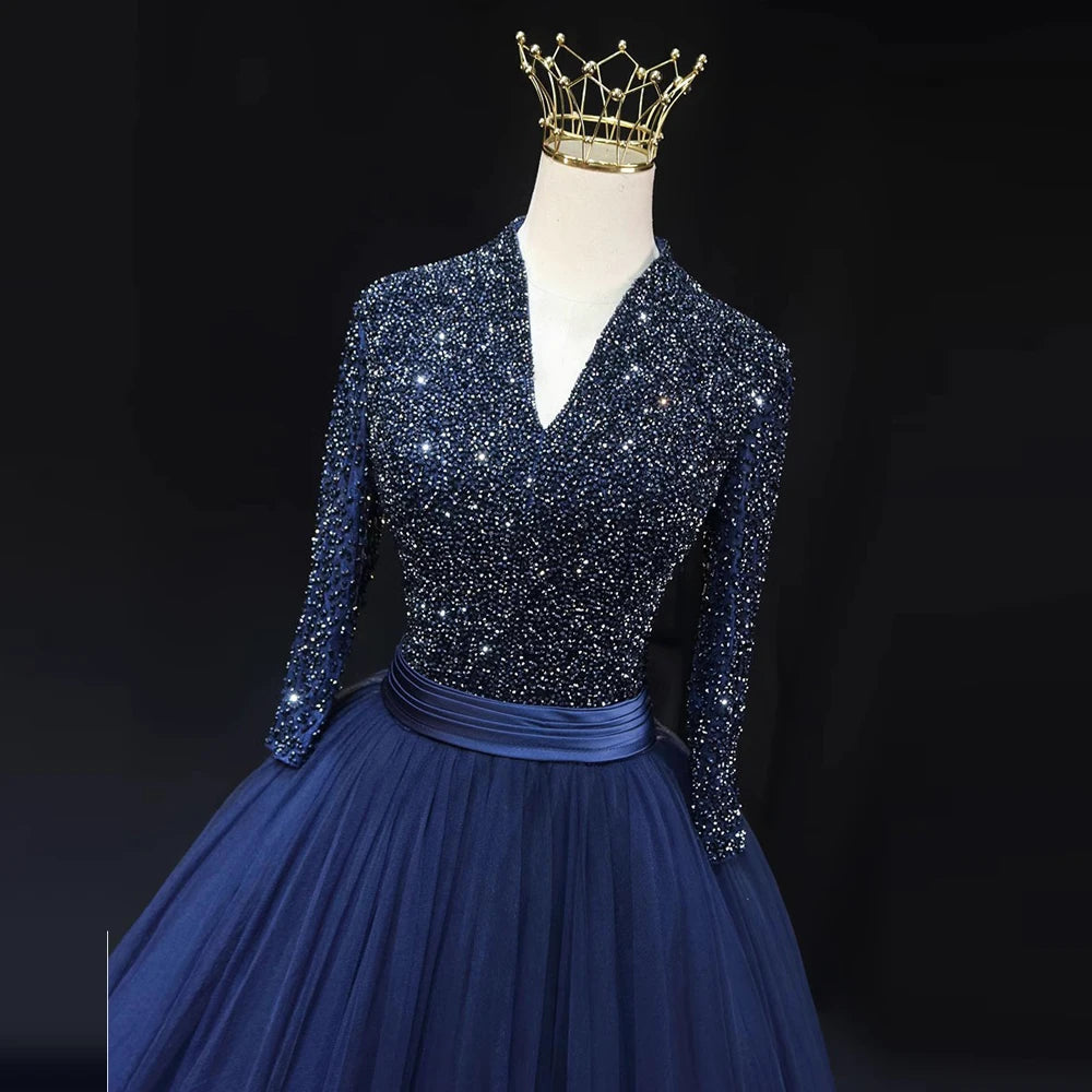 Sparkling Navy Gown With Sequin Top on Luulla