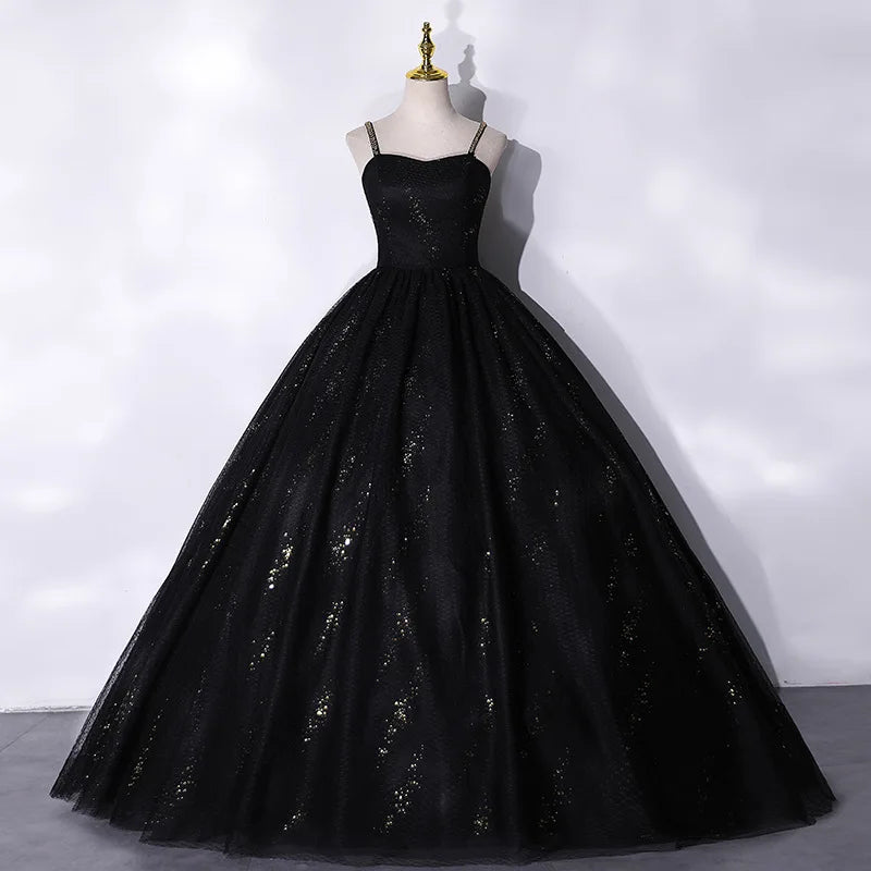 slim fit dress slacks Black Sparkly Tulle Prom Dresses One Shoulder Formal Dresses 21323 Black / US2