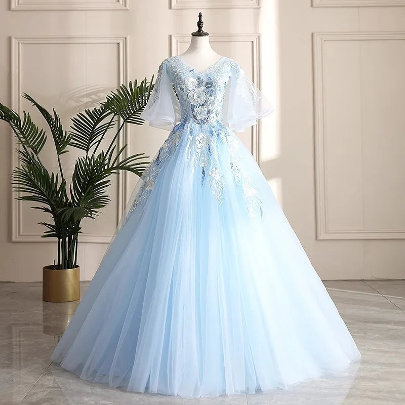 blue dress for baby girl Sky Blue Sleeveless Lace Mini Dress - Mini Dresses main image 1