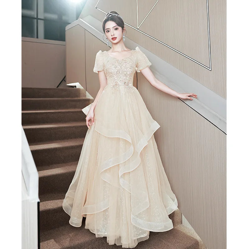 knee length dresses for ladies V Neck Silk Chiffon Grecian Beach Wedding Dress