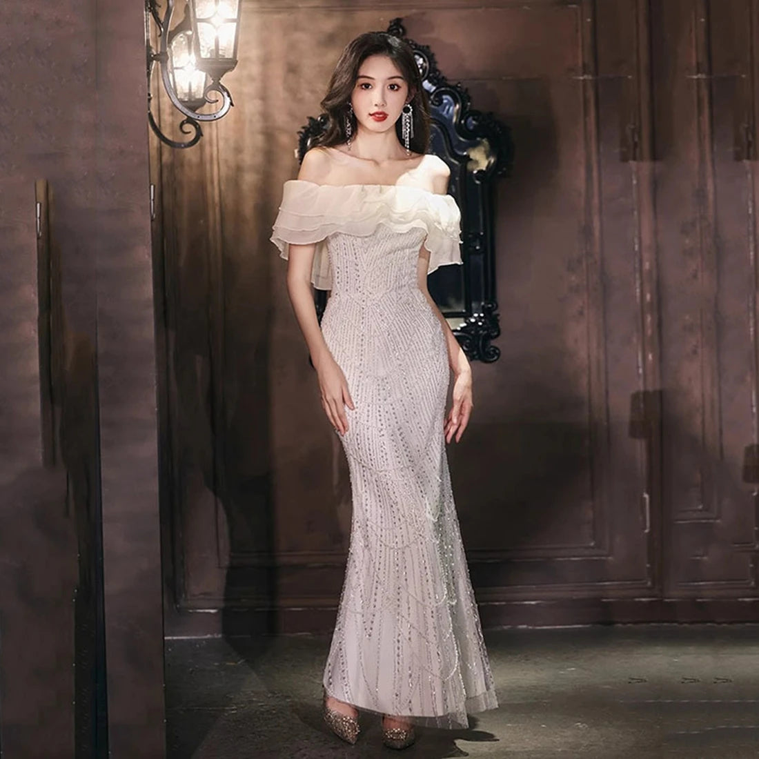 off the shoulder beaded dress Beaded Lace Dress by Georges Hobeika – Elilhaam