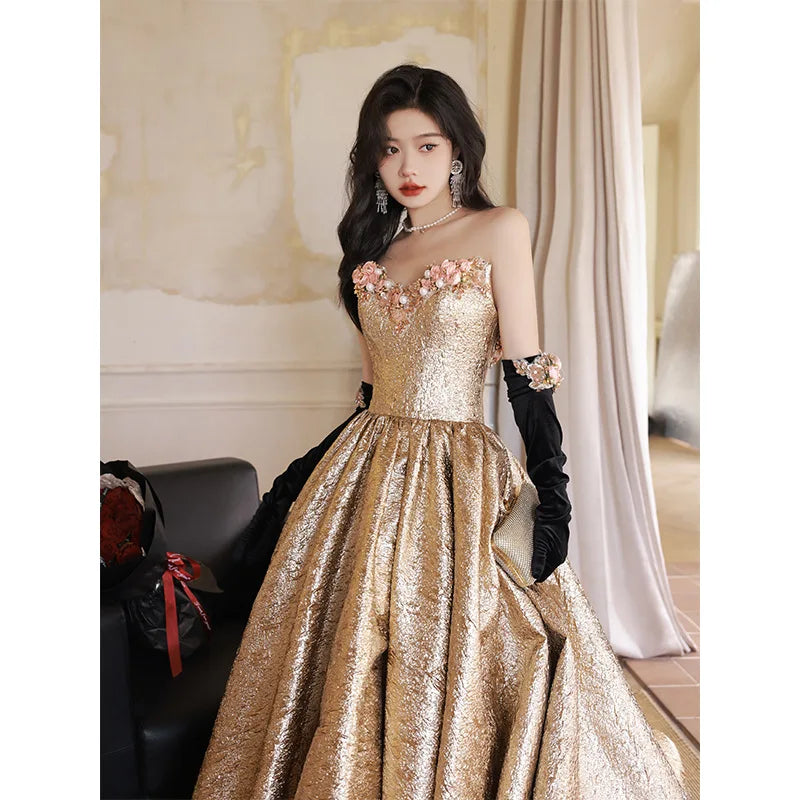 gold glove dress Black Velvet Dress with Metallic Gold Corset & Gloves  Walone LLC