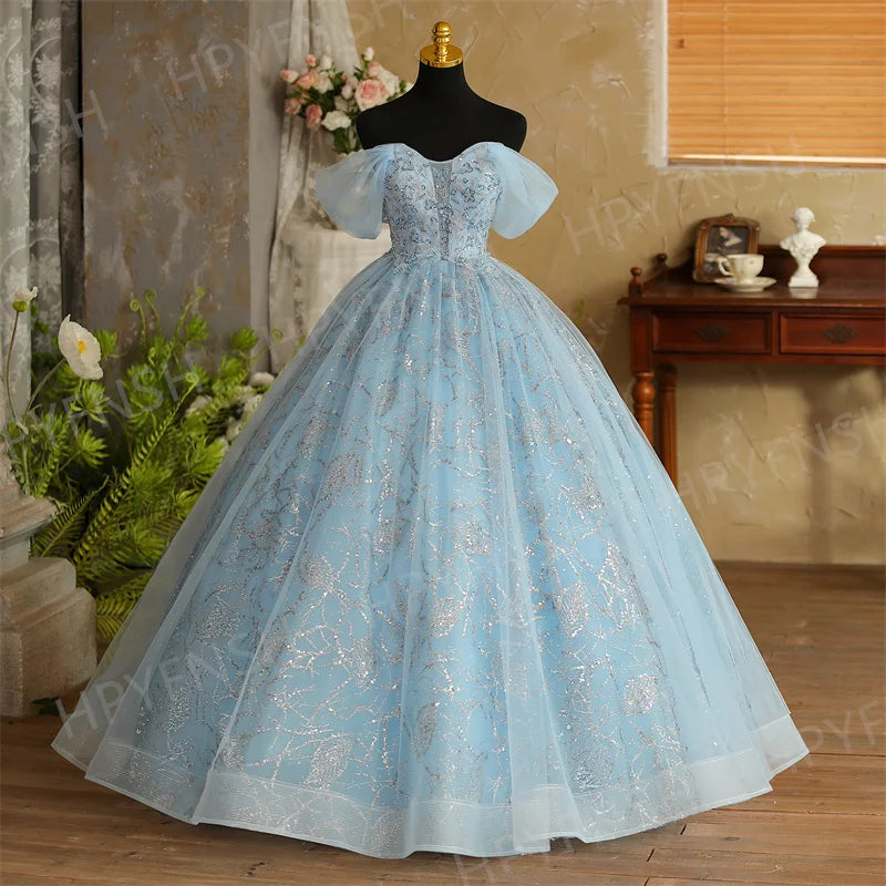 designer blue lace dress Luxury Dubai Designer Modest A-Line Blue Lace Beaded Evening Dresses LA72704 16 / Blue