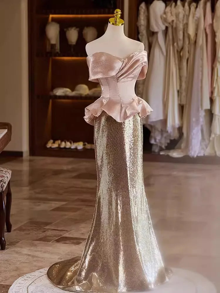 Blouse Ball Gown Skirts Strapless Ruffle Skirt Prom Ball Gown  Full-Length Formal  Dress