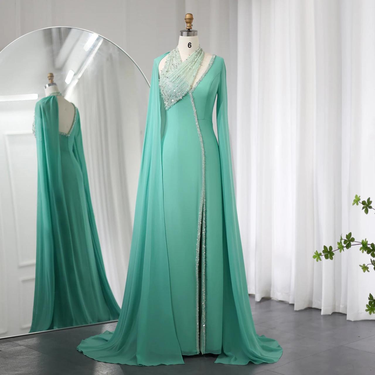 green emerald velvet dress Mint Green Prom Dresses Mermaid Sequins One Shoulder main image 1