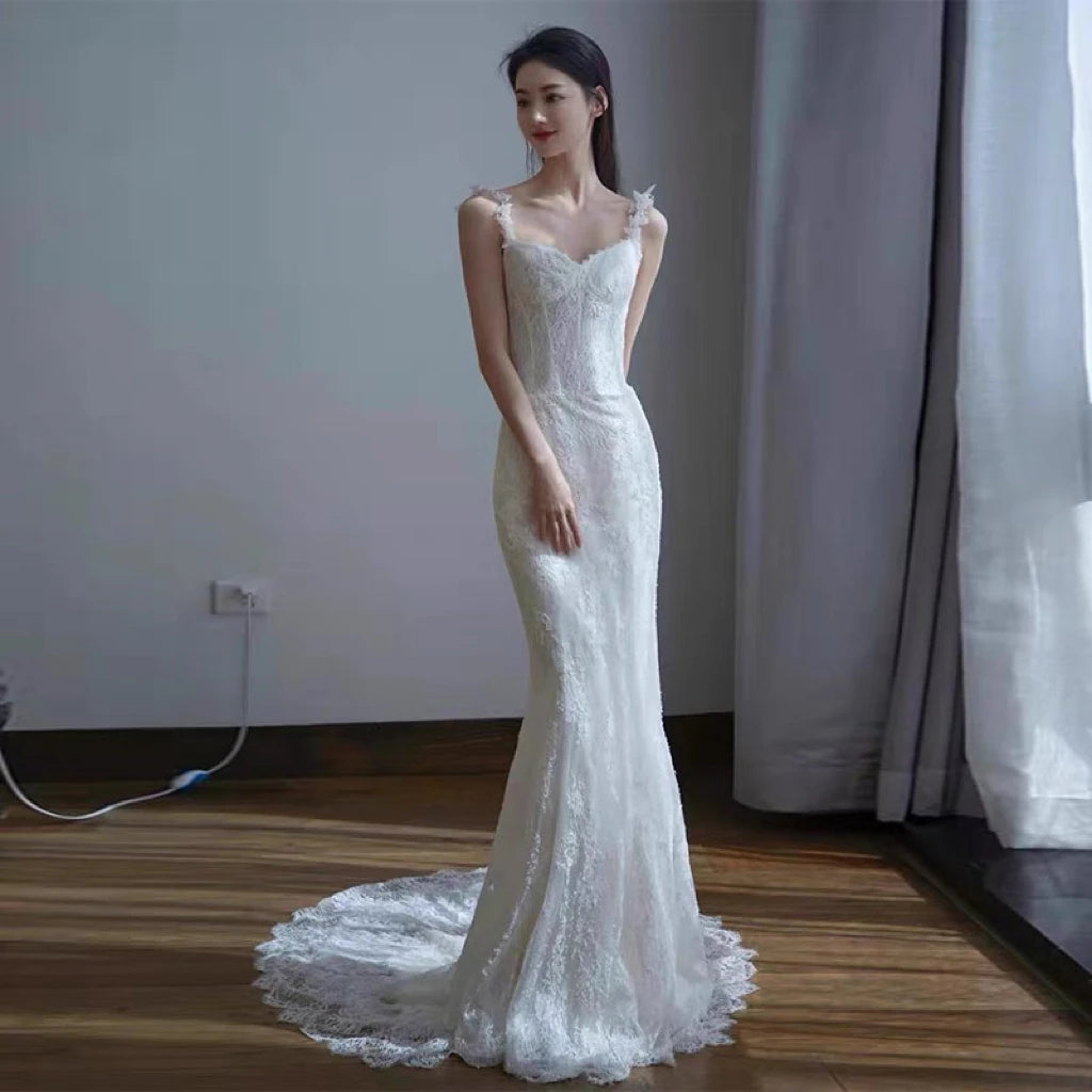 Lace Bridal Gown With Sheer Illusion Straps