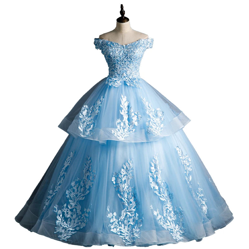 Curvy Floral Printed Off Shoulder Ballgown main image 1