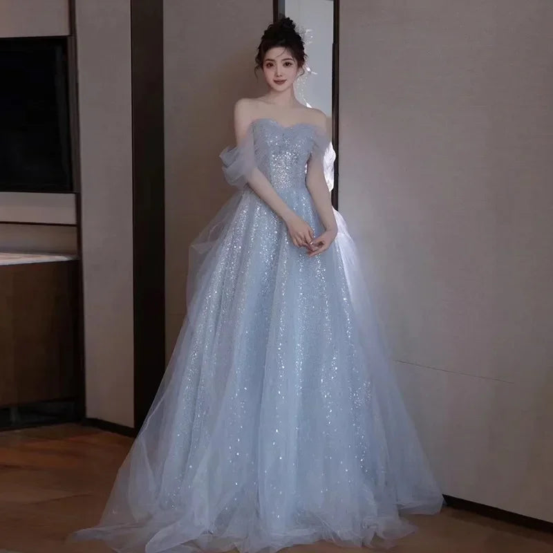 slim fit dress slacks Glitter Tulle Wedding Dress Puffy Sleeves Open Back main image 0