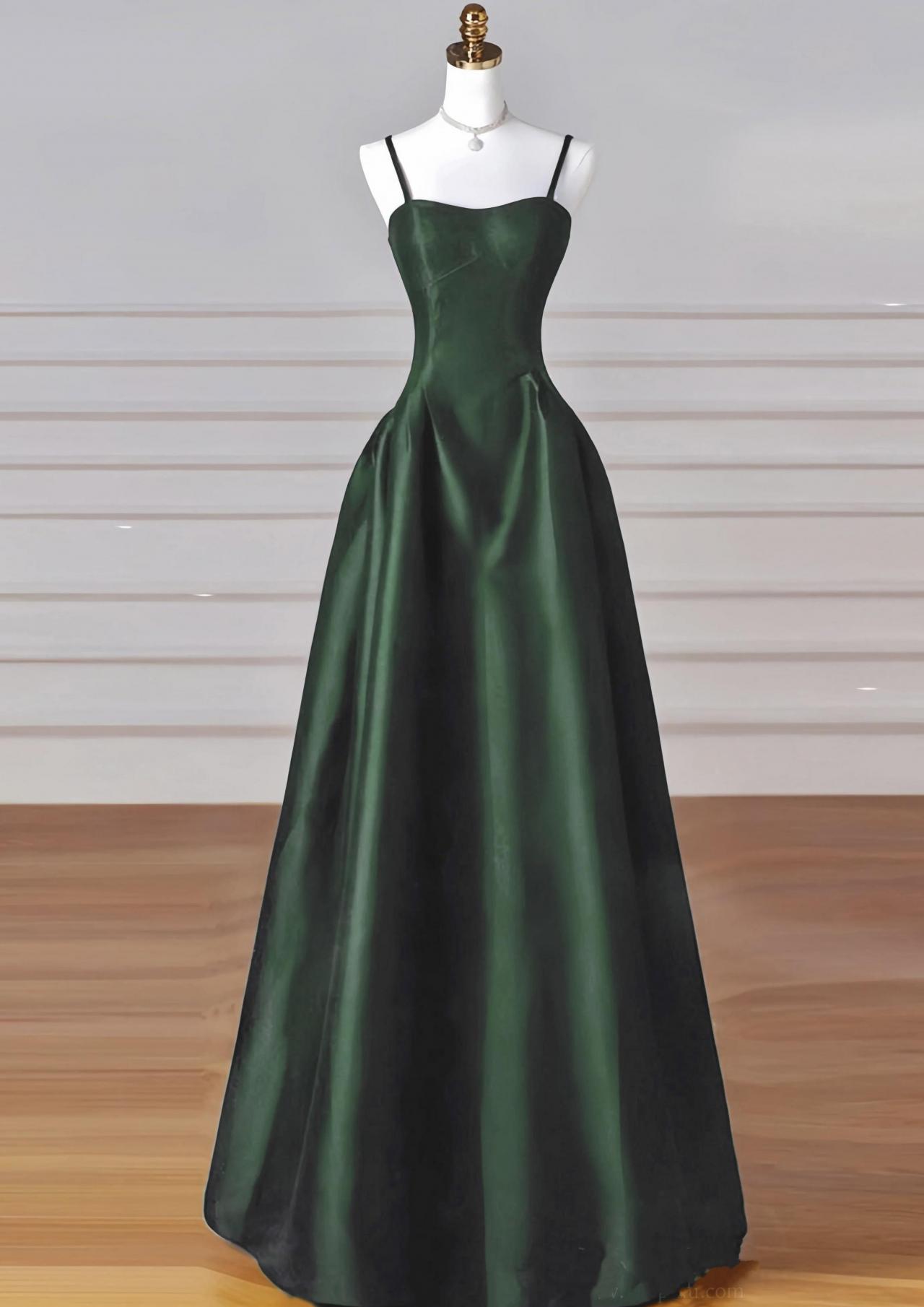 slim fit dress slacks Mermaid Spaghetti Straps Dark Green Beaded Prom Dresses Custom Color / US16 main image 0