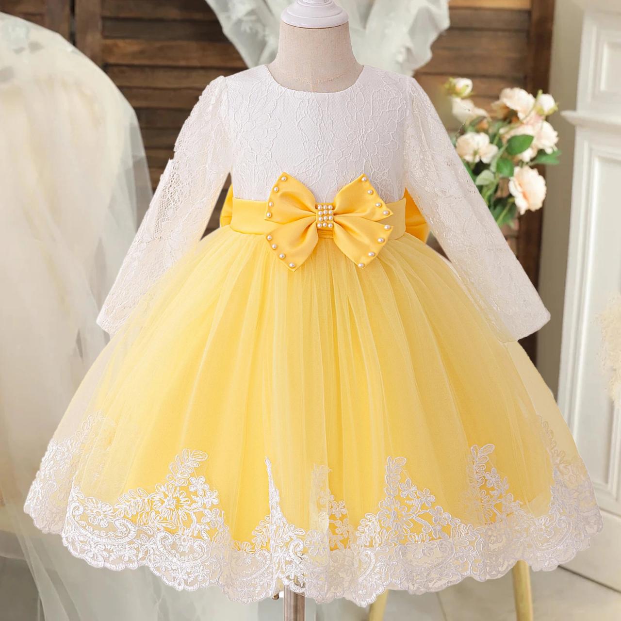 yellow toddler dress long sleeve Linen Flower Girl Dress: Long Sleeve Boho Toddler Wedding Dress