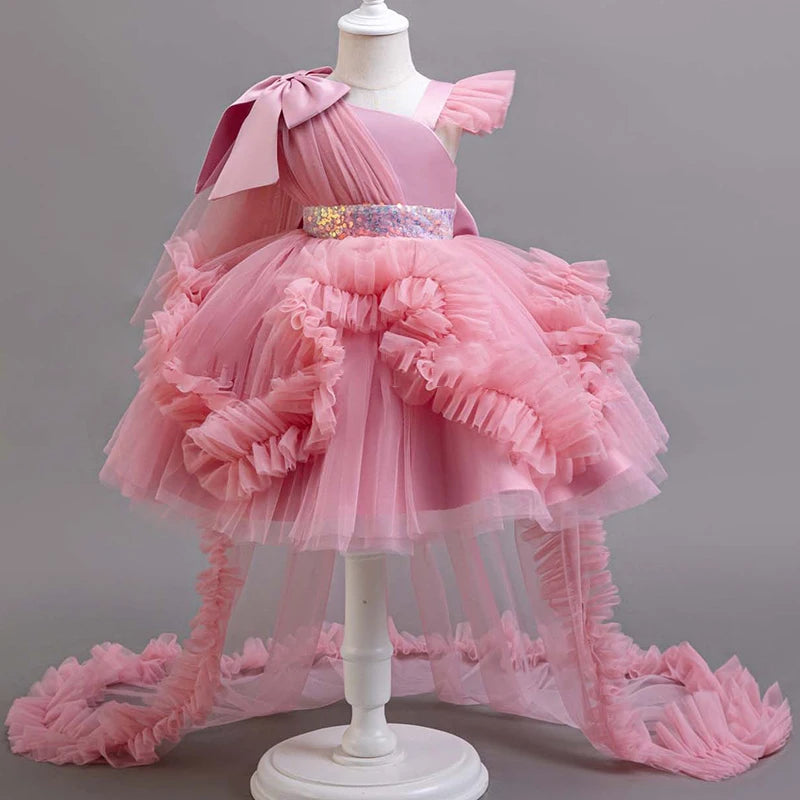 open lace back dress Lovely Off-the-shoulder Multi Layered Ball Gown Princess Dress Elegant  Tulle Formal Dress JKL2588