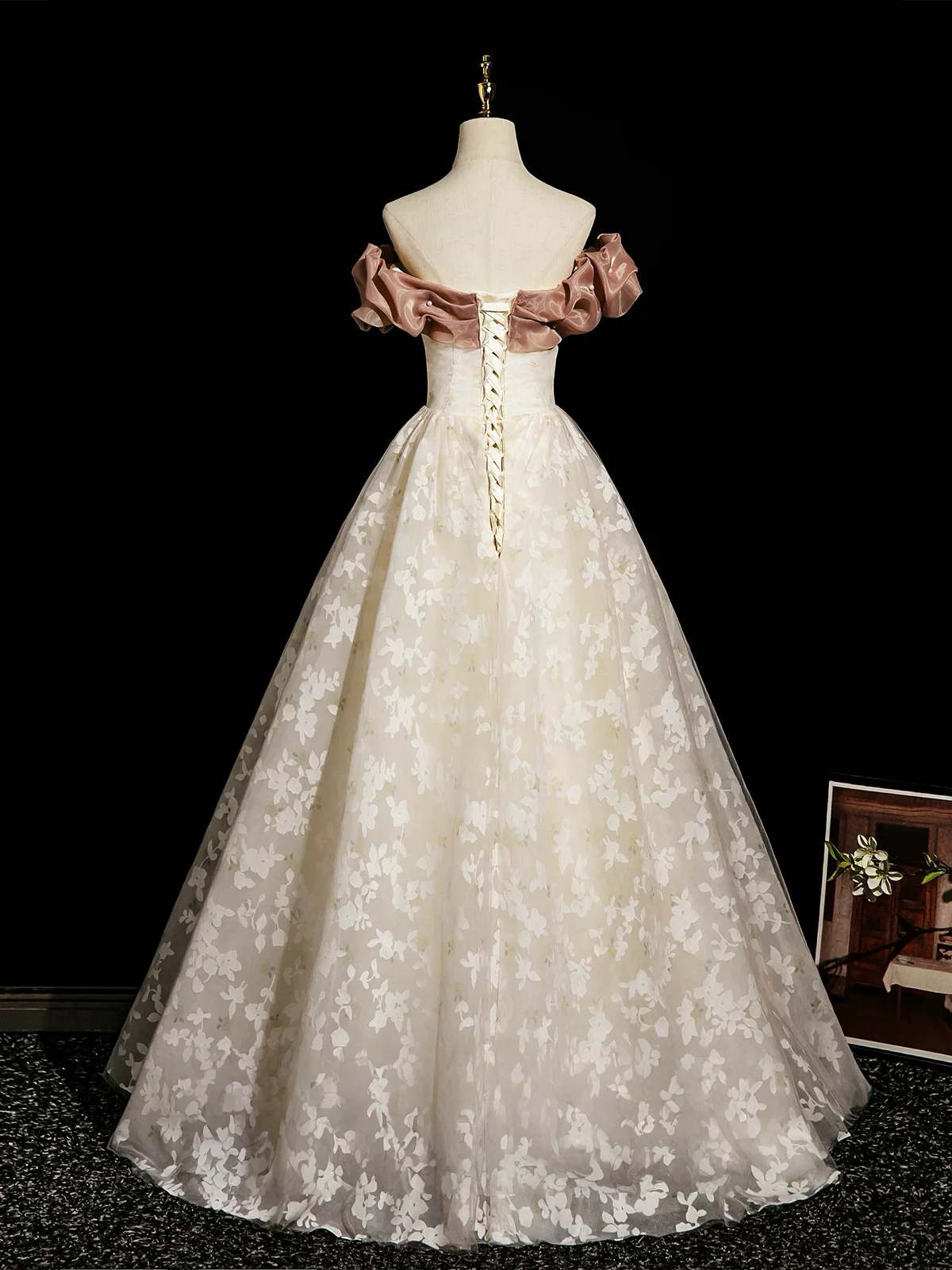 champagne organza wedding dress Champagne Wedding Dress Boho, Organza Ruffle Bridal Gown, Mermaid Wedding Gown With Open Back, Couture Bridal Photoshoot Gown, Heritage