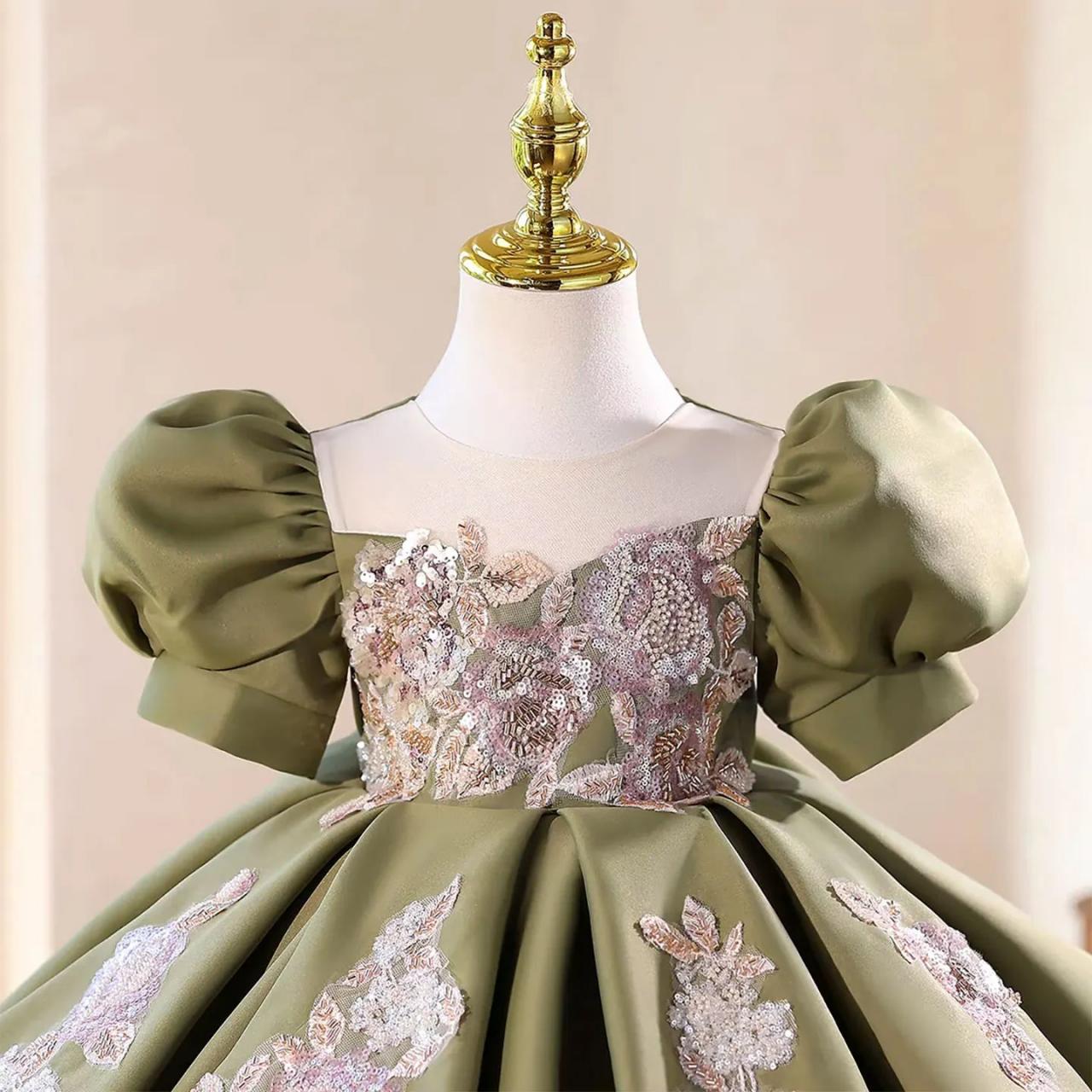 olive green embroidered dress Buy Olive Green Embroidered Chinnon Anarkali Gown Online main image 1