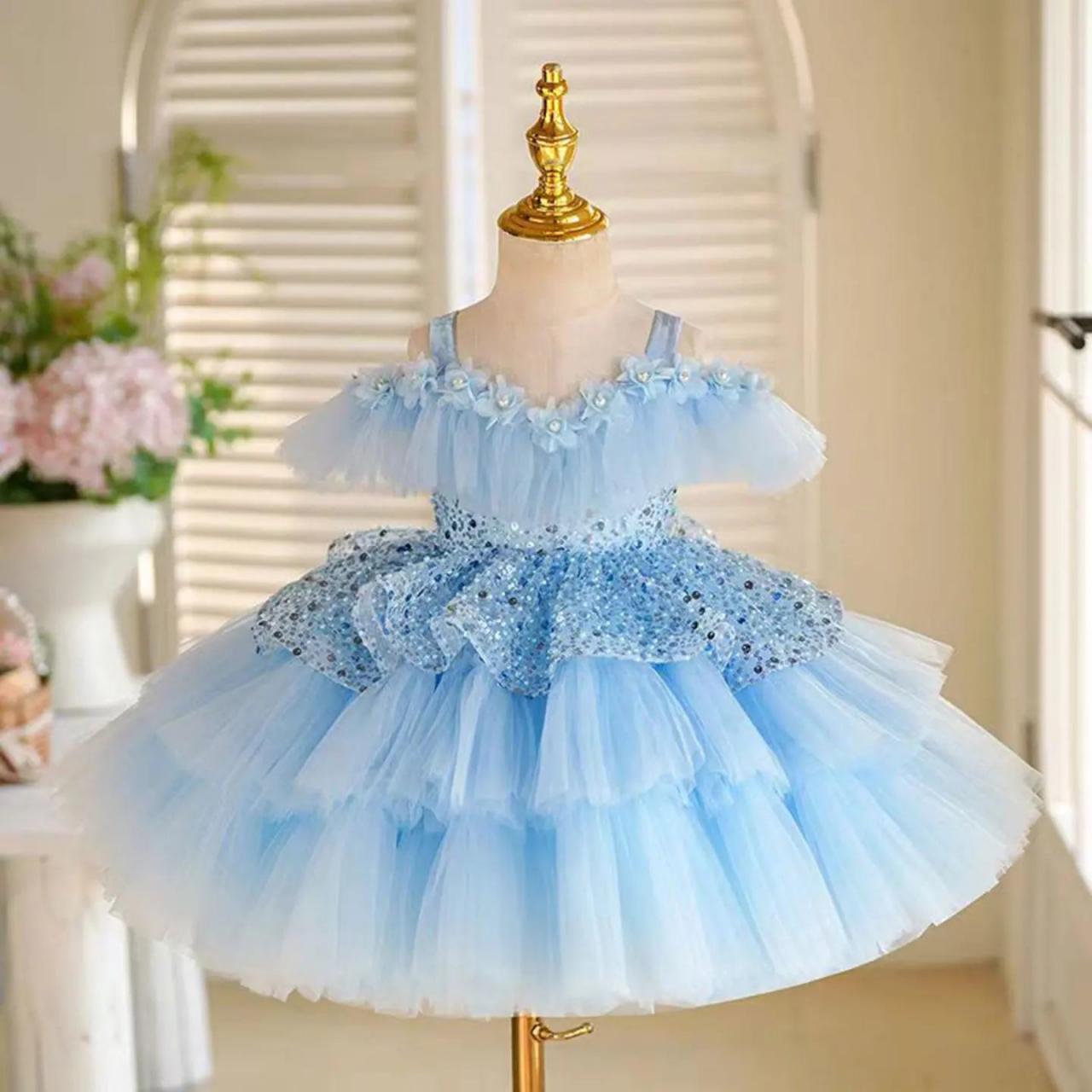 endless blu dresses Blue Tulle Long Prom Dresses, Blue Tulle Formal Dresses Sweet 16 Dress –  shopluu main image 1