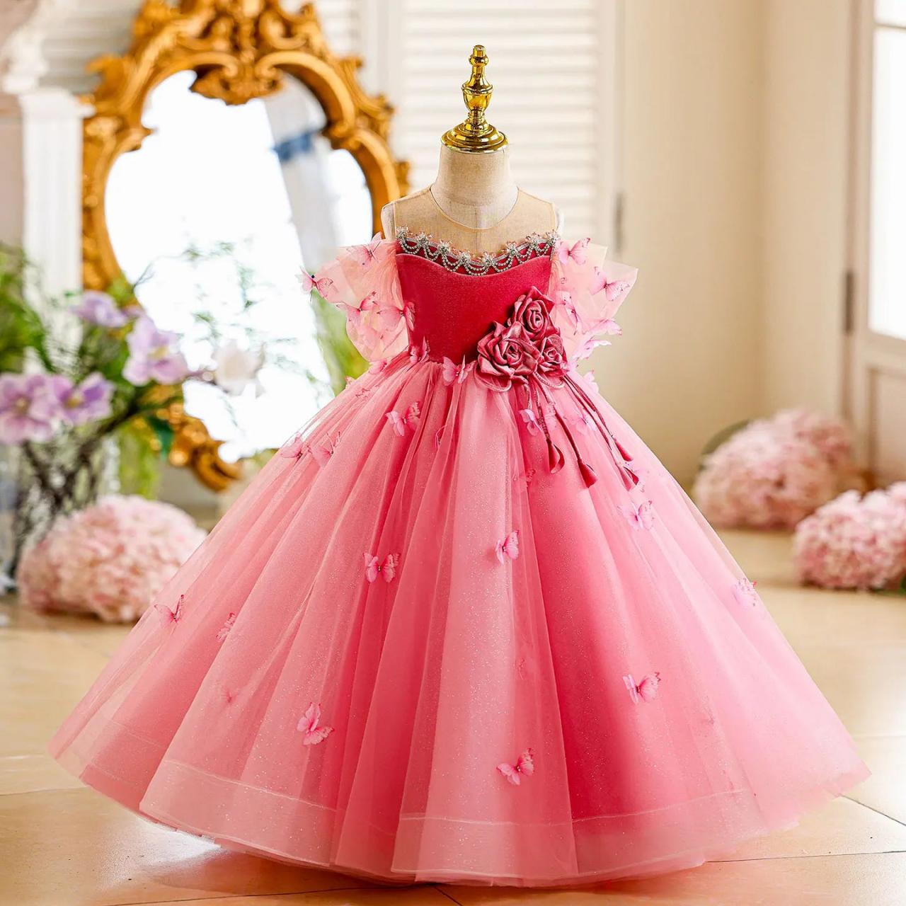 fairy flower girl dress Dusty rose flower girl dress satin, Sun girl dress, Elegant fairy girl  dress open back, Sleeveless girl dress ivory, Off white toddler party dress