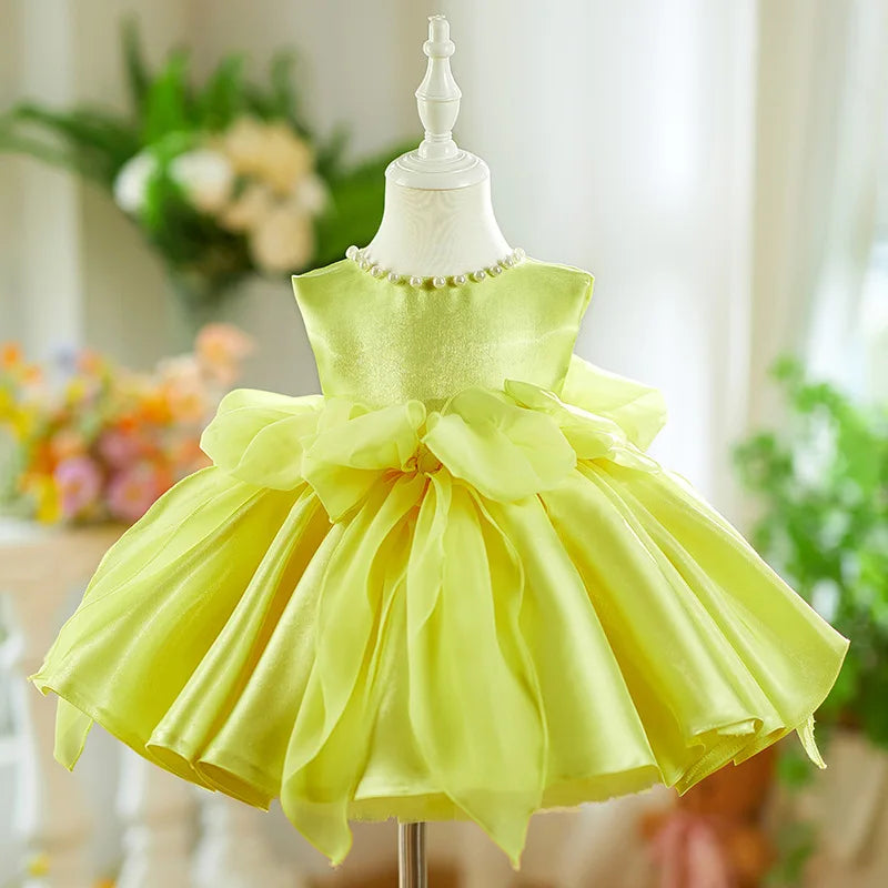 lime green infant dress Yellow Satin Baby With Pearl Neckline on Luulla YGroup_11204