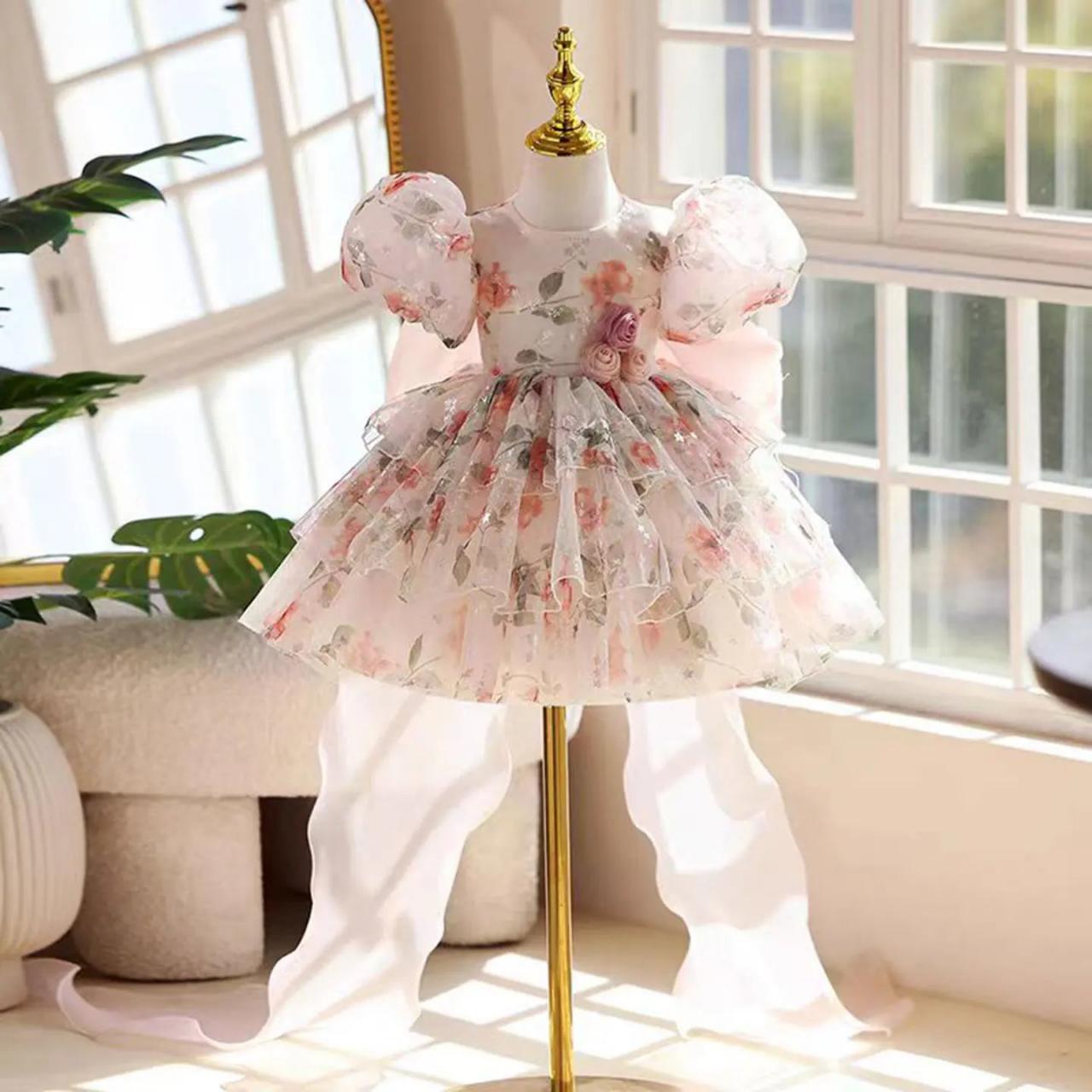 short pink puff sleeve tulle dress Pink tulle sequin short prom dress pink tulle formal dress