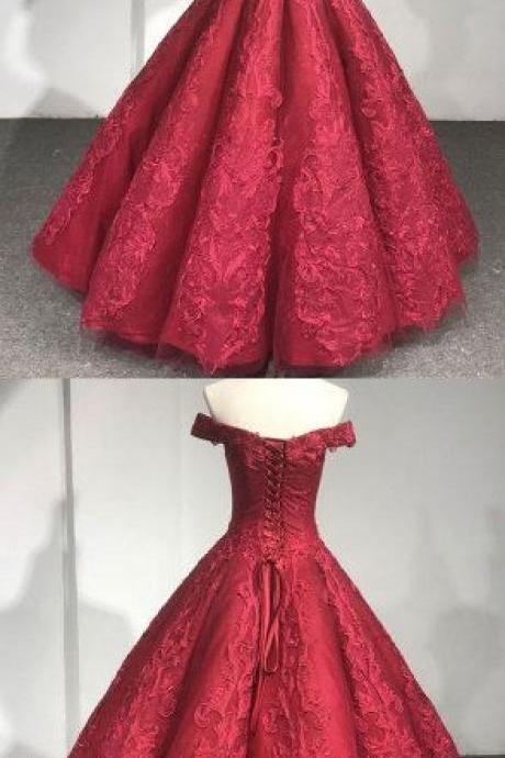 Luxvriou Red Wedding Dress,off The Shoulder Prom Dress,a-line Evening Dress