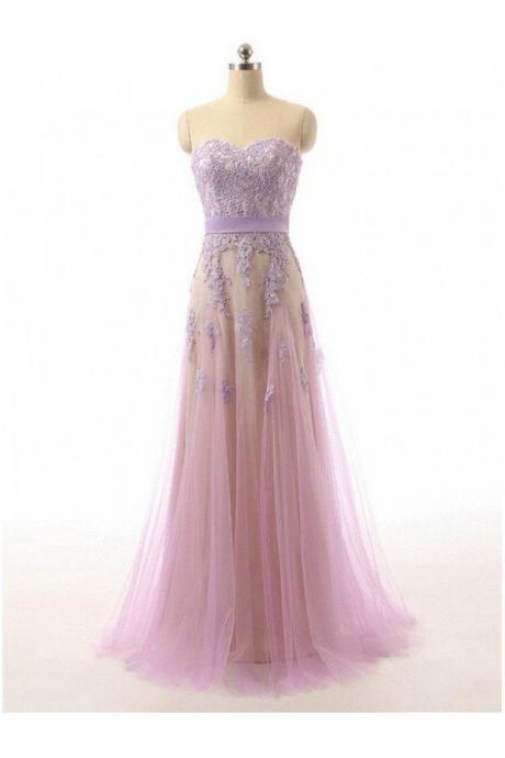 Prom Dresses,Lace Sweetheart Tulle Prom Dresses Evening Dresses