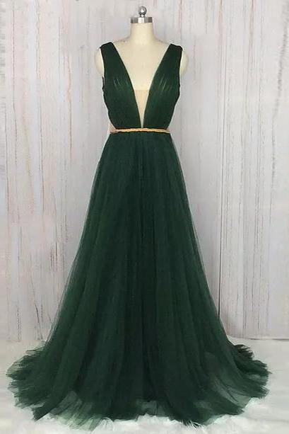 V-neck Elegant Prom Dresses,prom Dresses,formal Women Dress,green Prom Dress