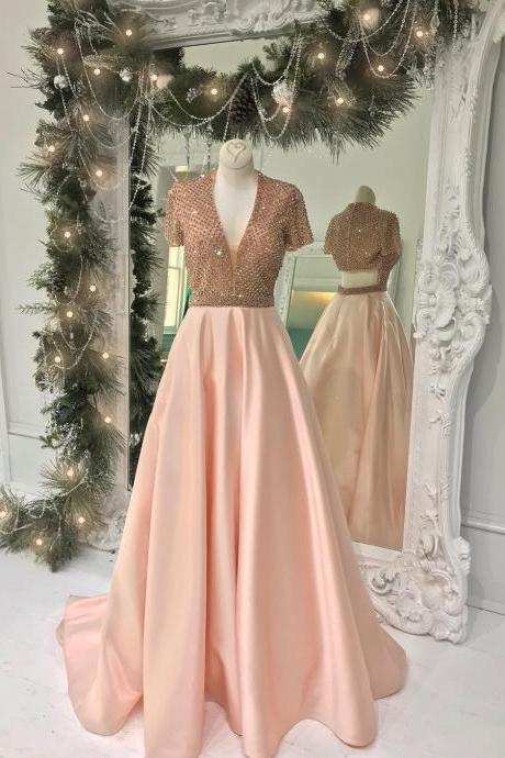 Sparkly Sequins Pink Long Prom Dress Evening Dress