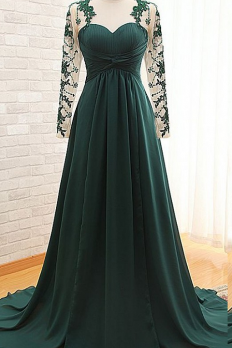 Formal Prom Dress,custom Made Evening Dress, Lace Chiffon Prom Dress, Pleats Prom Dress, A-line Prom Gown