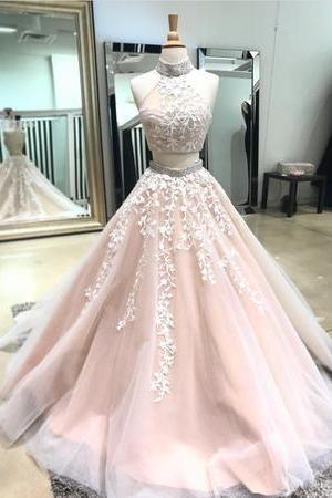 Charming Ball Gowns Custom Two Pieces Formal Dress Most Popular Modest Prom Dresses, Party Evening Dress,