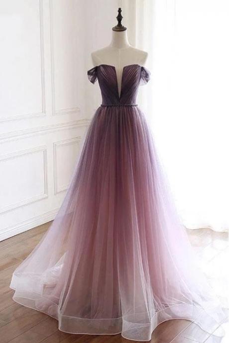 A Gradient Tulle Dress, A Sexy Strapless Dress, A Sexy Tulle Party Dress