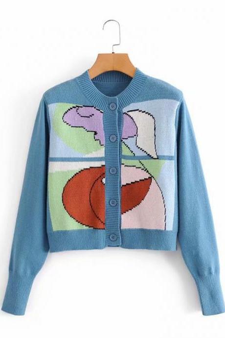 Romantic retro women's knit cardigan jacket