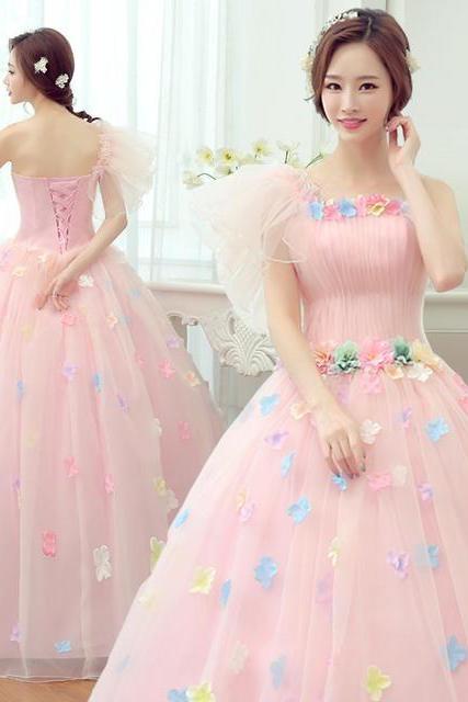 One Shoulder Party Dress Pink Girl Dress Sweet 16 Dress Graduation Dress,custom Made