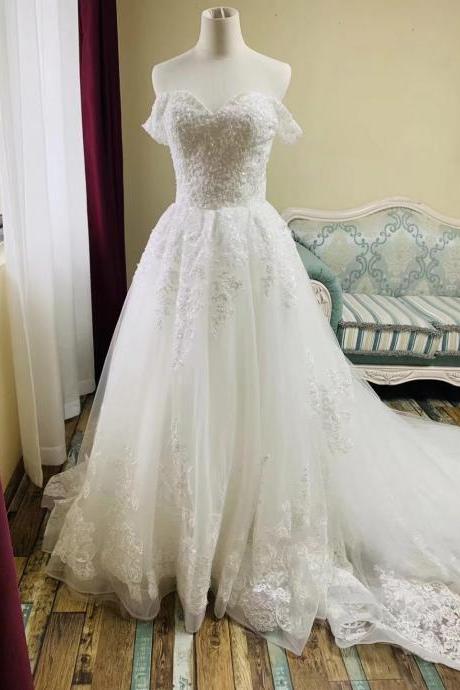 Strapless wedding dress,white bridal dress,wedding dress with long train,Queenie Prom Unique,Custom Made