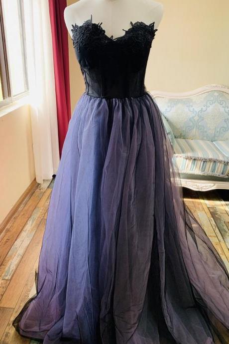 Strapless Prom Dress,sexy Party Dress,charming Evening Dress With Lace,custom Made