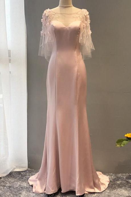 New style, spring and summer, lotus root pink color, temperament queen, travel shoot luxurious evening dress,Haute couture,Custom Made