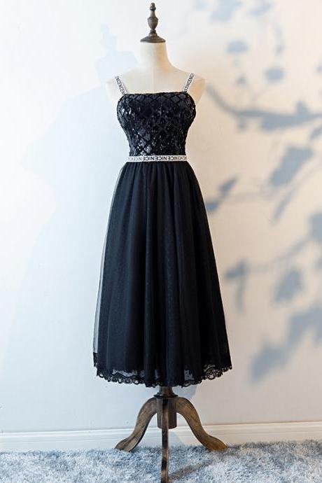 Spring/summer Little Black Dress, Spaghetti Strap Black Dress ,custom Made