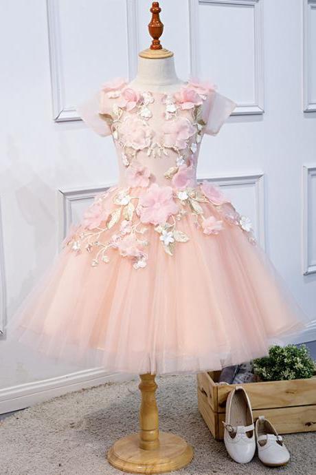 Pink Children Princess Evening Dress, Puffy Dress, Wedding Flower Girl, Birthday Flower Fairy Princess Dress,CHEAP ON SALE