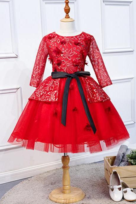 Children's Dresses, Princess Dresses, New Style, Lace Show Dresses, Red Dresses