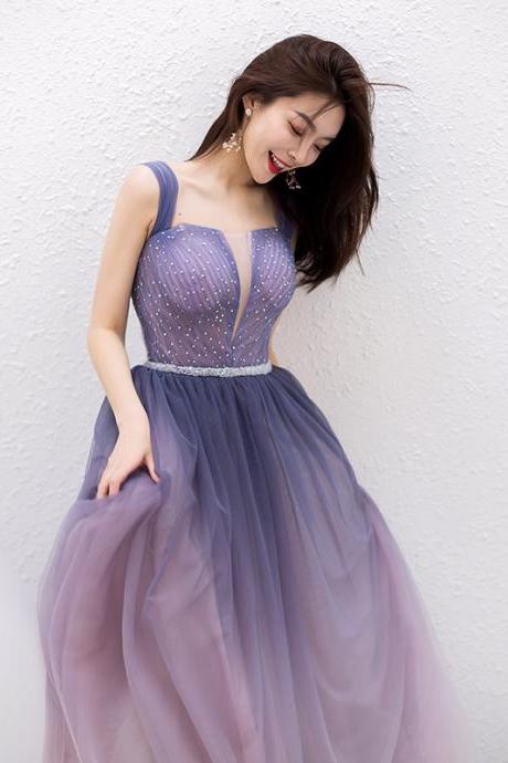 New,student graduation dress, spaghett strap party dress, bridesmaid dress fairy purple,Custom Made