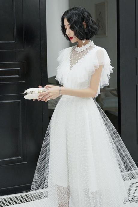 White Evening Dress, Ladies' Party Dress, Noble And Elegant, Princess Fairy Floating Gauze Dress,custom Made