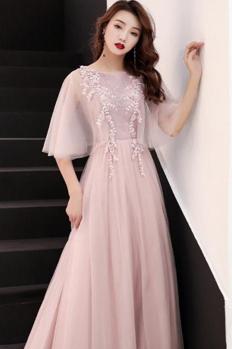 Noble And Elegant Prom Dress,blushing Pink Bridesmaids Dress ,custom Made