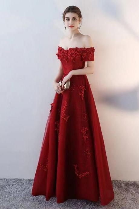 Off Shoulder Prom Dress, Style, Elegant Party Dress,charming Red Evening Dress,custom Made