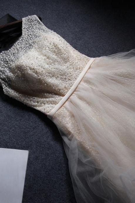 Mesh Beaded Little Dress, Sleeveless Homecoming Dress,sweet Little Dress, Bridesmaid And Sister Dresses,custom Made