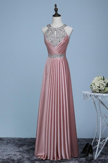 Elegant Prom Dress,backless Evening Dress With Beads,custom Made